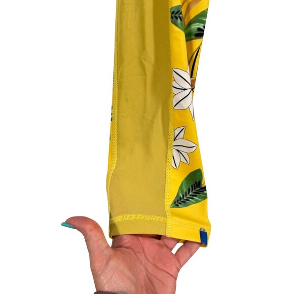 Zyia Active Lock N Tight Yellow Floral Reflective Mesh Leggings Size 8 - 10 - Picture 2 of 8